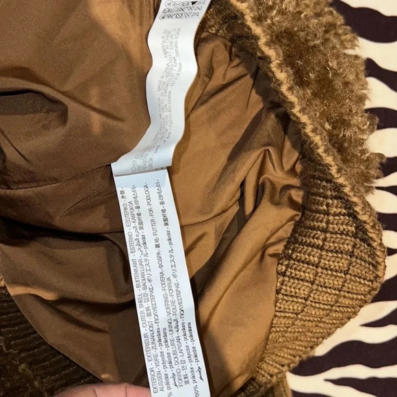 Zara tan fuzzy Sherpa bumper jacket Sz  XS - Picture 16 of 16